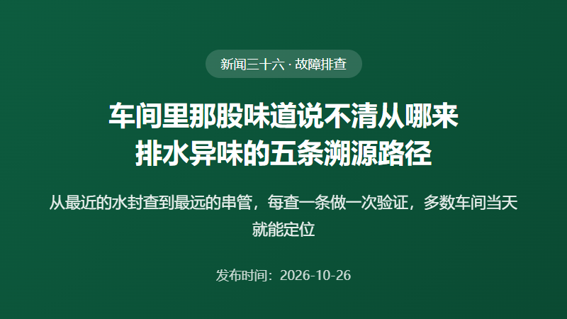 车间里那股味道说不清从哪来：排水异味的五条溯源路径